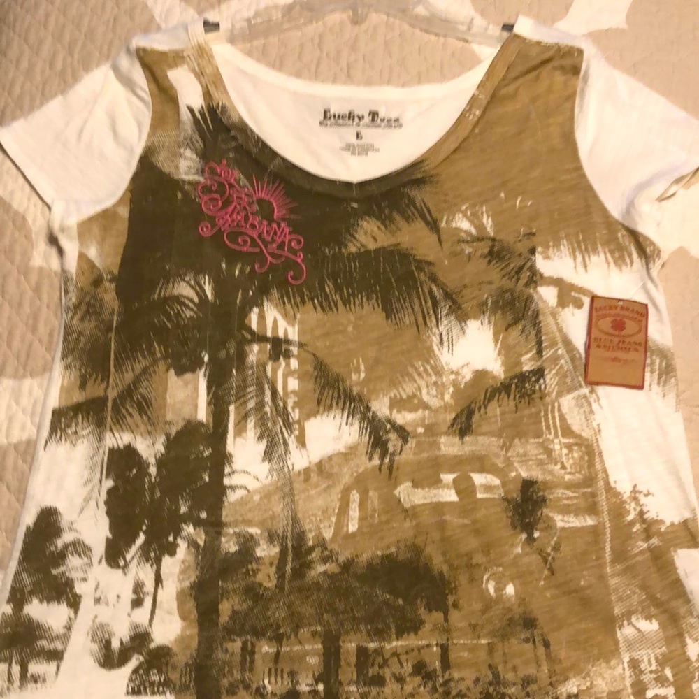 ⭐️NEW⭐️Lucky Brand Lucky Tees - Sol De Habana - Cap Sleeves Jersey